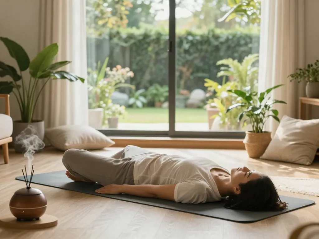 Enjoying 수원후불출장 in a calm yoga space with natural light and peaceful decor.