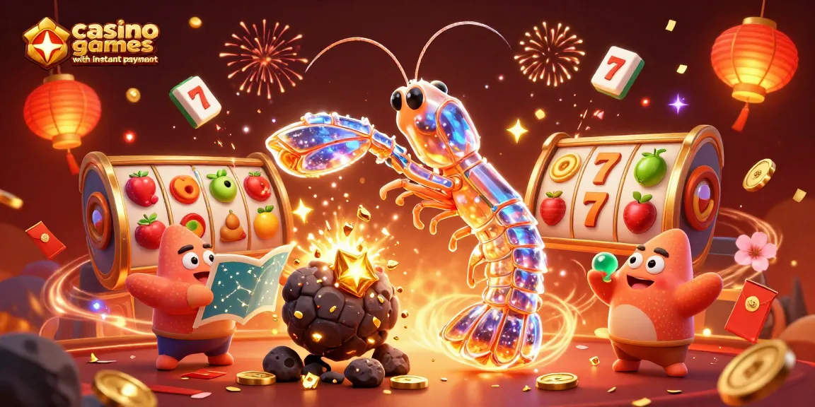 Engage in casino games with instant payout with captivating 3D scene of cartoon samurai and starfish.