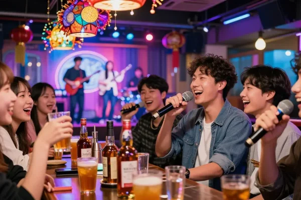 제주유흥의 즐거운 밤, 친구들과 함께 즐기는 가라오케와 위스키 세팅